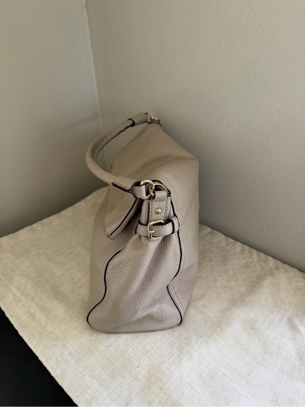 kate spade NY Cobble Hill Minka Taupe Pebbled Leather Shoulder Bag - Picture 3 of 13